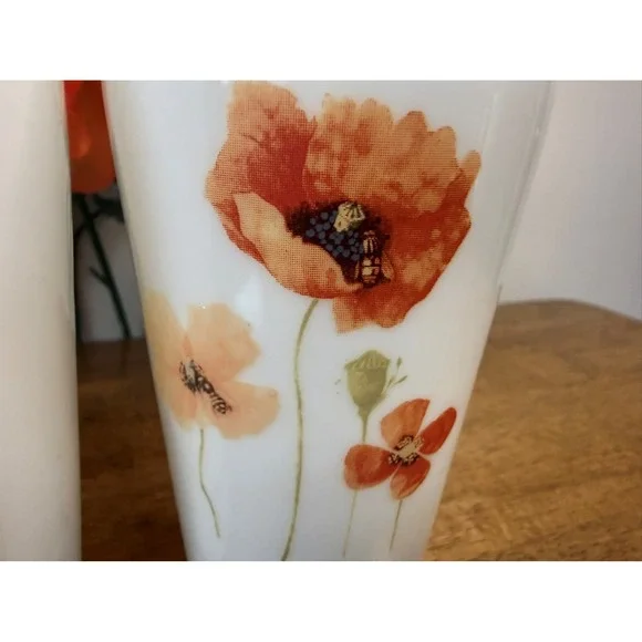 Marjolein Bastin Floral Porcelain Vase Set Roses Poppies Botanical Art - Picture 10 of 12